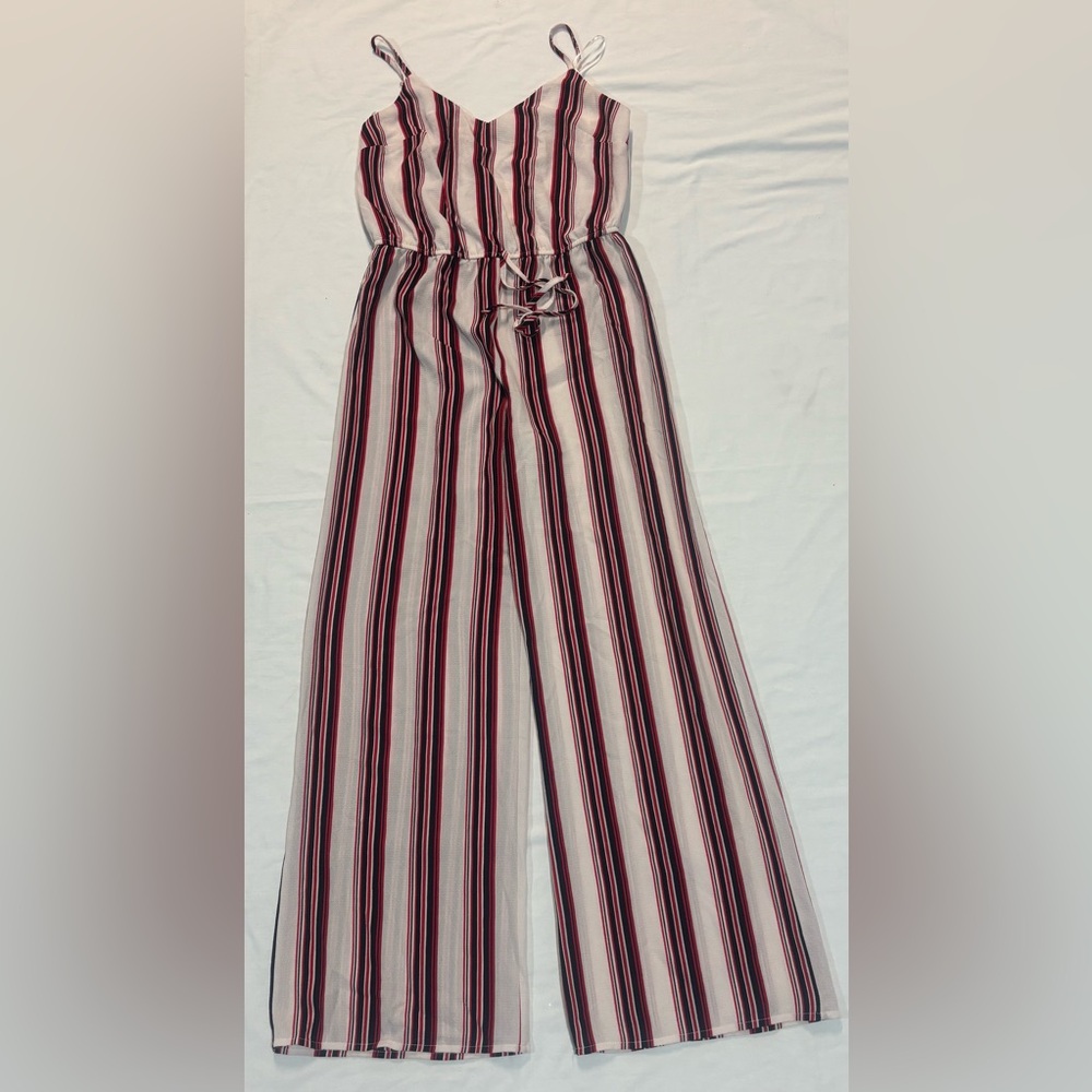 Ambiance Striped Jumpsuit in Red and White